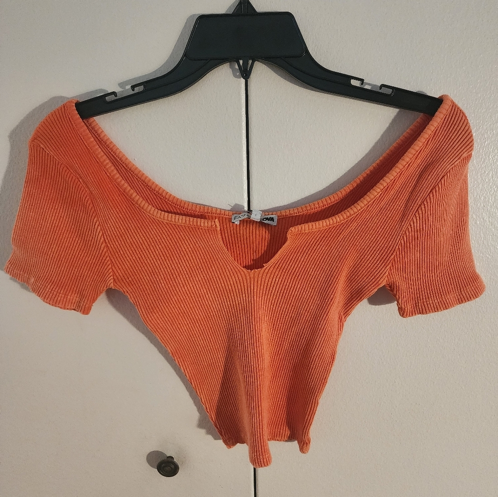 NWT Orange Ribbed Two-Piece Set - Picture 3 of 7